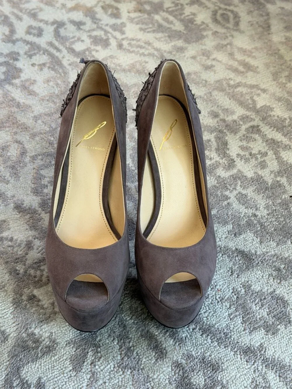 NWOT Brian Atwood Blayne Suede Peep Toe Pumps
